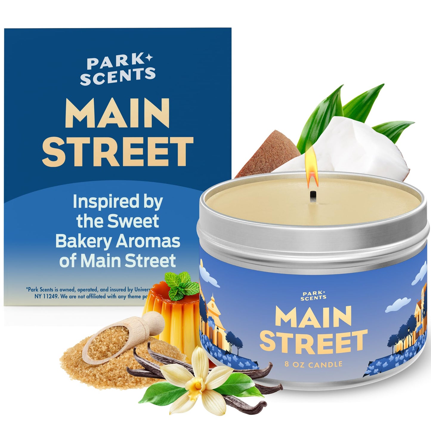 Park Scents Disneyland Main Street Inspired Scented Vanilla Candle - Handmade Soy Candle, Long Lasting, Warm, Sweet Aroma for Home