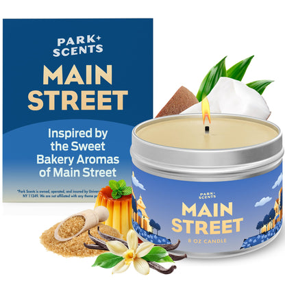 Park Scents Disneyland Main Street Inspired Scented Vanilla Candle - Handmade Soy Candle, Long Lasting, Warm, Sweet Aroma for Home