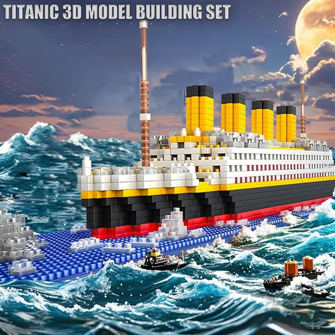 Titanic Ship Model Building Blocks Set – 1860pcs Micro Mini Blocks for Ages 14+ Advanced DIY Display Model for Adults &amp Teens