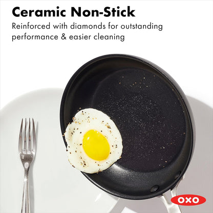OXO 12” Nonstick Frying Pan Skillet - Durable Ceramic, PFAS-Free, Scratch Resistant, Black