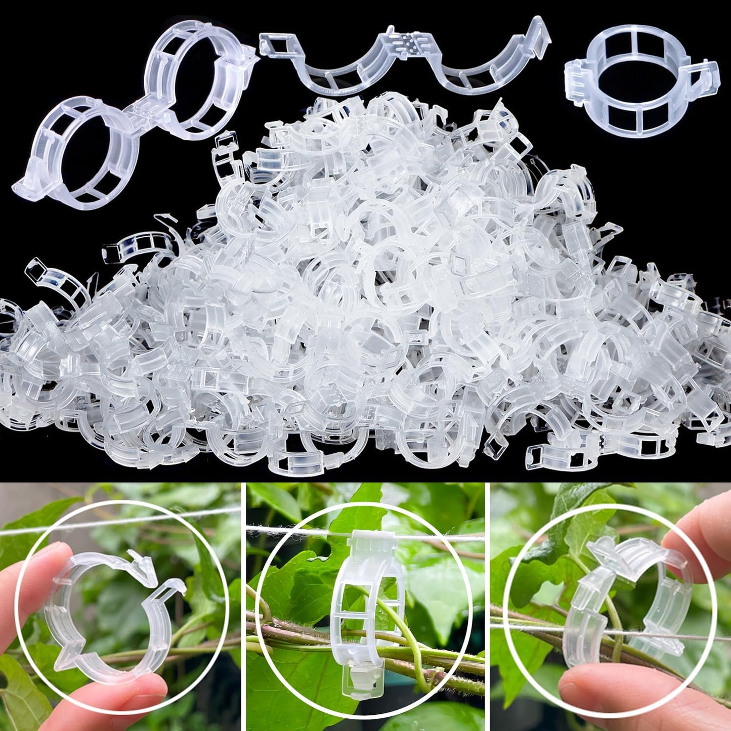 Tomato Clips - Durable Plant Support Trellis Clips for Climbing Vegetables | 100 Pcs, White