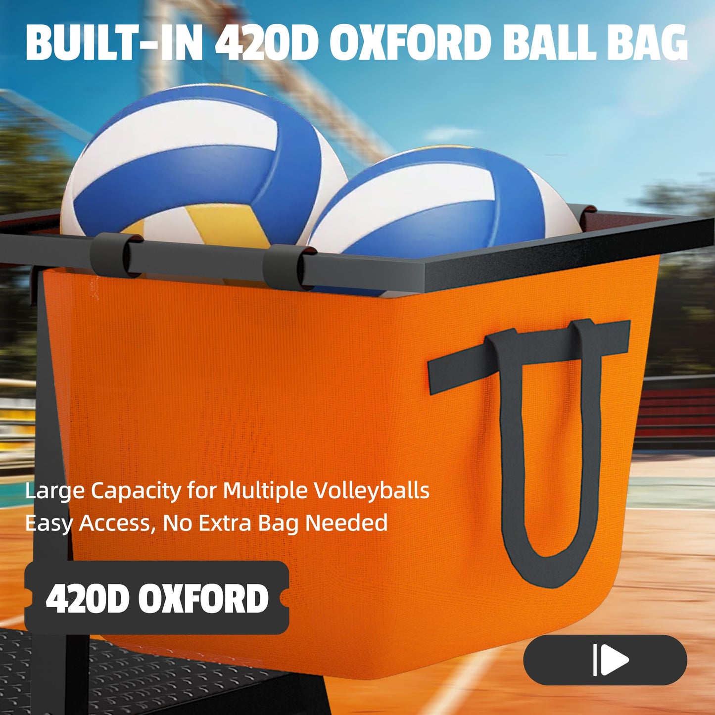 MR Portable Volleyball Coaching Tower with Ball Bag Attachments, Adjustable Volleyball Referee Stand, Volleyball Training Tower for Passing, Defense, and Blocking Drills