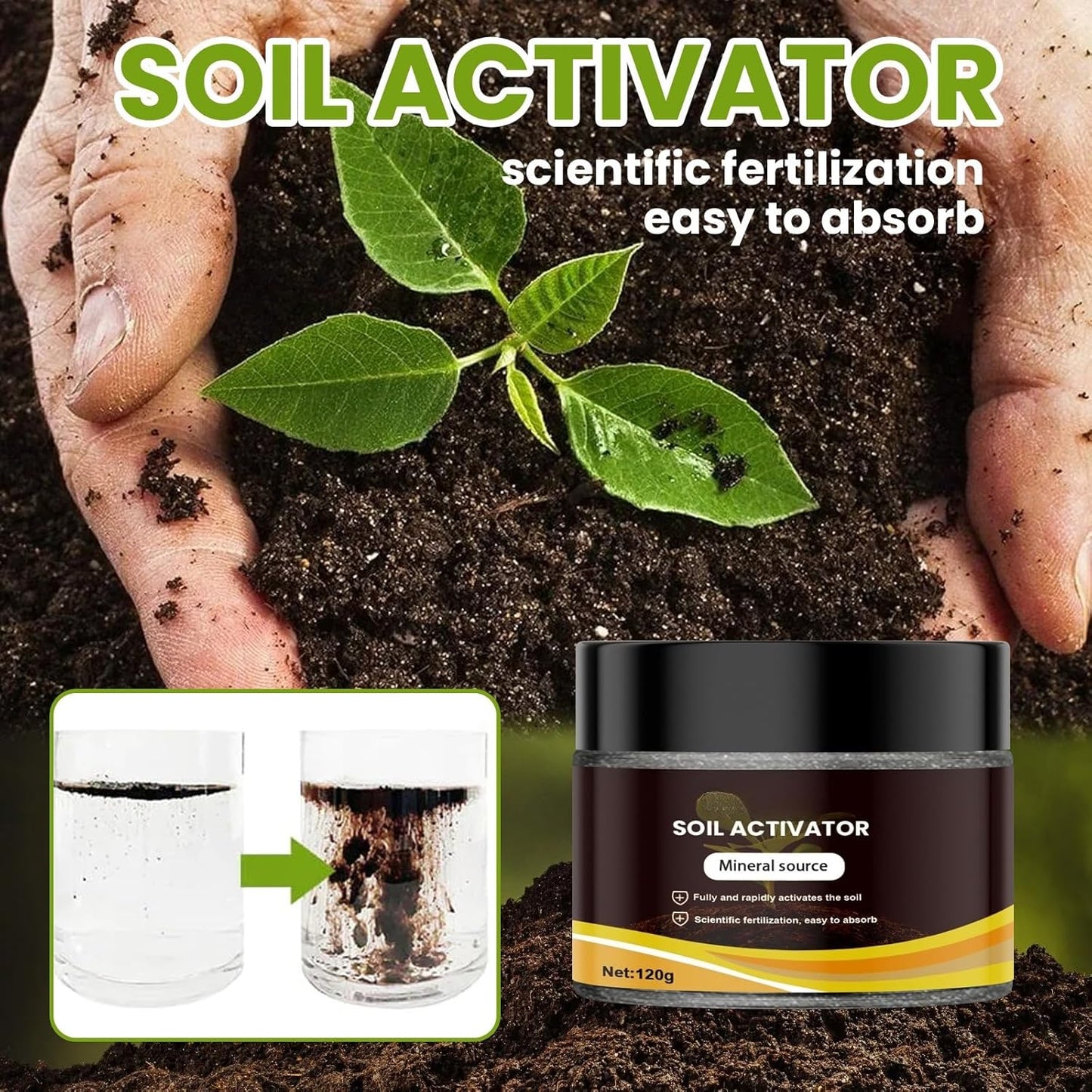 Organic Soil Activator by [Brand Name] - Water-Soluble Formula for Enhanced Root Growth & Nutrient Absorption | 120g (2PCS)