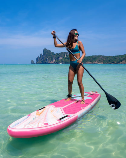 Hiwave Inflatable Stand Up Paddle Board 11’*34”*6” Sup Board, 420 lbs Capacity Adult&Youth Paddle Board, Pet Friendly for Ocean&Lake, w/Double Action Hand Pump Pink
