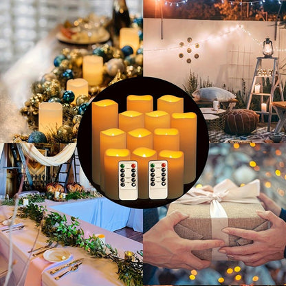 kneeife - 48 Pack Flameless Candles with Remote & 24H Timer - Waterproof Battery Operated Decorative Candles,3 Sizes(4" 5" 6" inch) for Home Decor, Wedding, Christmas, Party (Warm White)