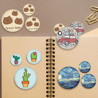 Onemorello 200 Sets Button Maker Supplies, 0.98 inch / 25mm Button Parts Buttons Supplies, Approx. 1 in Blank Badge Parts with Blank Paper for Buttons Maker Machine Pin Maker Press