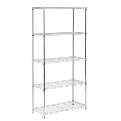 Honey-Can-Do 5-Tier Heavy Duty Adjustable Shelving Unit with Wheels, 350-lb Per Shelf NSF Certified Rolling Metal Storage Rack, Chrome Wire Shelf, 36 x 18 x 72 in