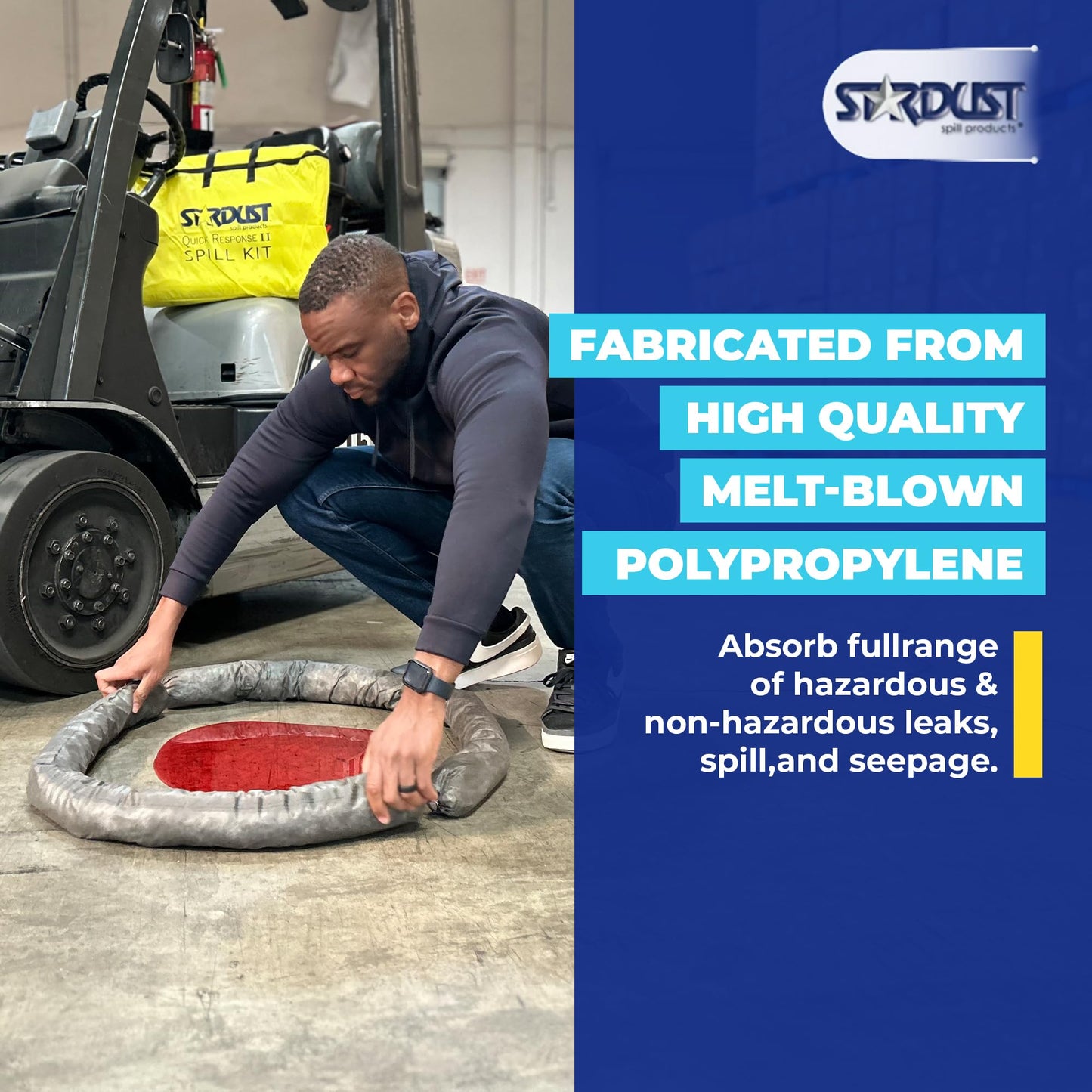 Stardust Spill Products Universal Spill Kit – OSHA Compliant Solution for Vehicles, Industrial, & Restaurant Use, Emergency Response Chemical, Water, & Bodily Fluid Cleanup, 6-Pack