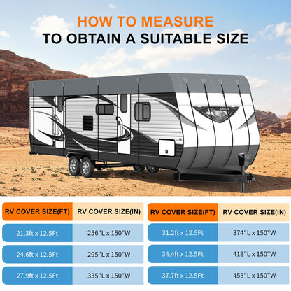 Heavy Duty RV Roof Cover - Waterproof Top Tarp Roof Only for Travel Trailer, 5th Wheel, Truck Camper & Class A B C Motorhome, Winter UV Snow Weather Protection, Gray, 27.9 x 12.5ft