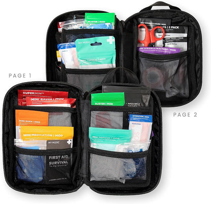 My Medic MyFak Mini First Aid Kit - Small and Lightweight for Camping Hiking and Backpacking - IFAK with 70 Items - HSA/FSA Great for Travel - Black