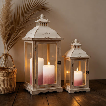 AFINETH Flameless Pillar Candles with Remote, Real Wax Flickering Battery Operated Candles, Brick Red Gradient LED Decorative Candles for Home Decor, Table, Fireplace Mantle, Set of 3