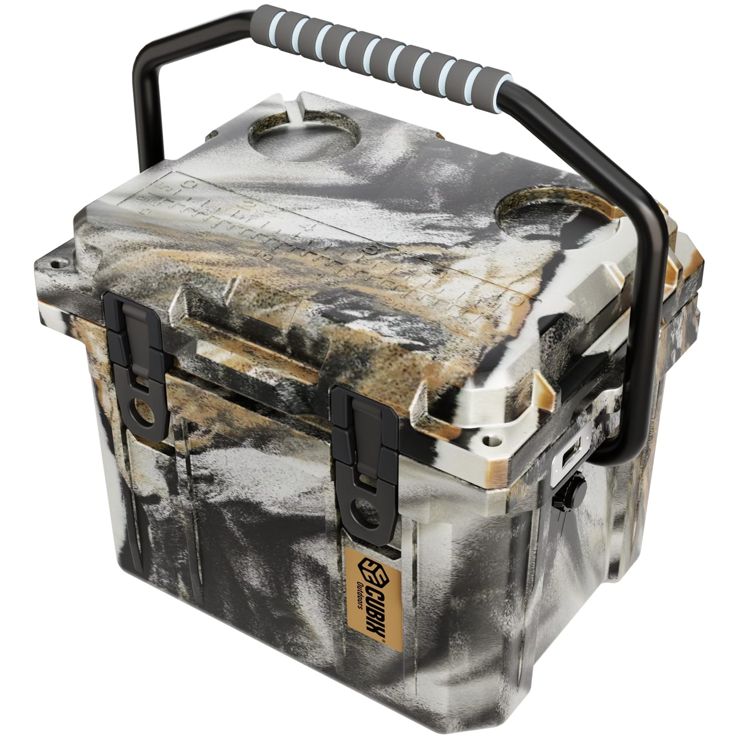 Cubix Outdoors QuadraX 10QT Rotomolded Cooler – 3-Day Ice Retention, Personal Hard Cooler for Camping Fishing Hunting Tailgating Lunch Job Site, 2 Cup Holders, Bottle Opener, Limited
