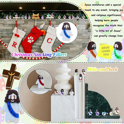 XiawaLangzhuo 50 Pack Little Jesus Figures Easter Mini Rubber Toys to Hide and Seek, Pocket Jesus Love You Miniatures Religious Party Favors Baptism Gifts Sunday School Easter Egg Stuffers (50)