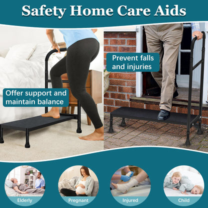 Gyykzz Step Stool with Handle, 30.5" Long Step Stools for High Beds/Bathtub/Kitchen, Height Adjustable Step Stool with Handle and Non-Skid Platform, Heavy Duty Stepping Stool Holds up to 400 lbs