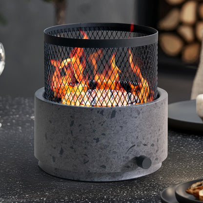 SUNJOY 11000 BTU Tabletop Gas Firepit for Outdoor, 10 Inch Round Tabletop Propane Gas Fire Pit Bottom-Mounted for Table with Umbrella Hole, Portable Smokeless Fireplace with Glass Shield and PVC Cover
