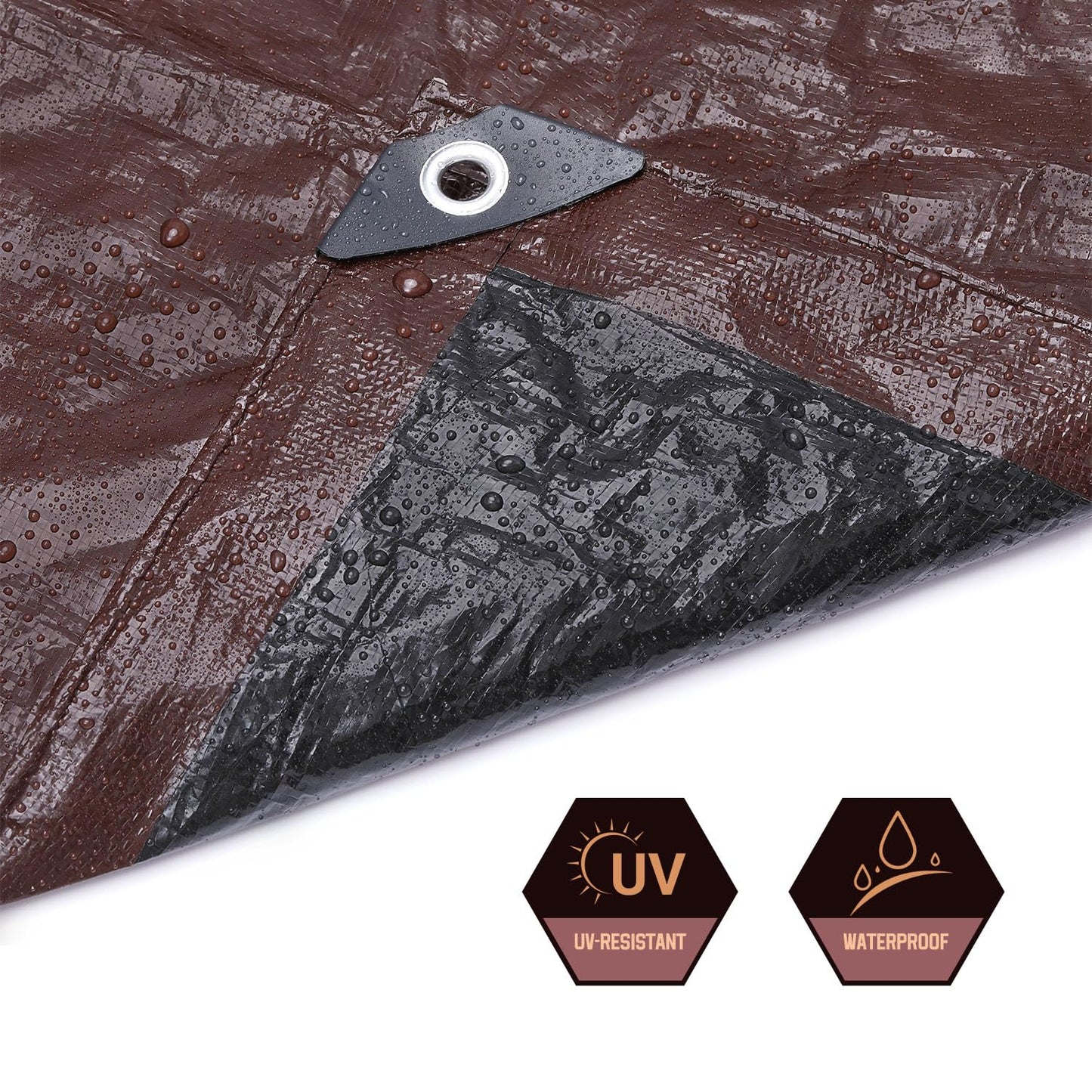 30 x 40 FT Waterproof Heavy Duty Tarp, 10 Mil Thick, Outdoor Furniture Covers, Plastic Insulated Tarpaulin for Camping Tent Roof Boat Patio Pool Cover, Large & Small Multi-Size Tarps, Brown/Black