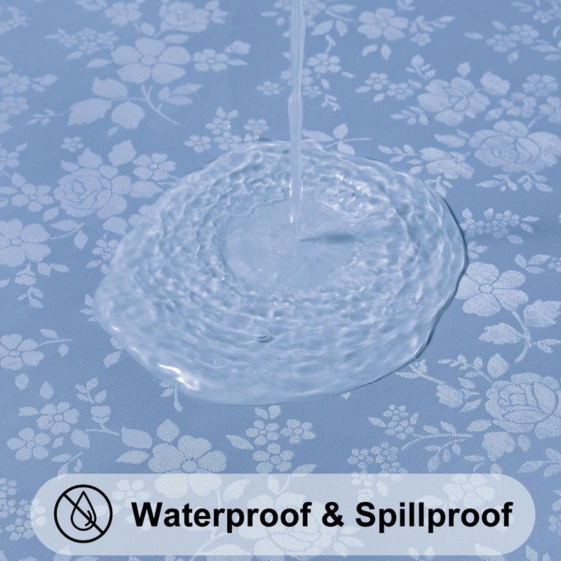 Smiry Round Table Cloth, Waterproof Heavy Duty Vinyl Tablecloths, Wipeable Washable Table Cover for Kitchen and Dining Room (Haze Blue, 70" Round)