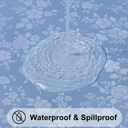 Smiry Round Table Cloth, Waterproof Heavy Duty Vinyl Tablecloths, Wipeable Washable Table Cover for Kitchen and Dining Room (Haze Blue, 70" Round)