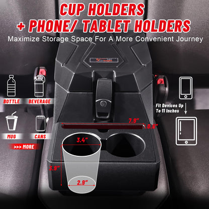 StarknightMT Defender Dash Storage Nets and UTV Center Console Armrest Box with Cup Holders Compatible with Can-Am Defender & Defender MAX HD5 HD7 HD8 HD9 HD10 (2017-2025)