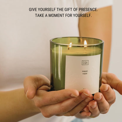 Craft & Kin 12oz Mayan Copal Scented Candles for Home | Premium Green Scented Candles for Men | Made with Natural Soy | Winter Candles Gifts for Men and Women | Nature Collection
