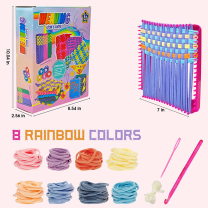 ZJEFUNS Weaving Loom Kit Toys for Kids and Adults DIY Arts and Crafts for Girls Ages 5 6 7 8 9 10 12, Pot Holder Loom Knitting Kits Includes 8 Color Craft Loops for Beginners