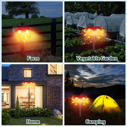 Qualirey 6 Pcs Solar Outdoor Motion Sensor Alarm with Stake Animal Deterrent Dog Barking Sensor 13 Sound 130db Loud Noise Maker 4 Mode with USB Remote Control Support Recording Volume Adjustment