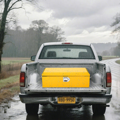 Heavy Duty Steel Truck Bed Tool Box, Powder-Coated Diamond Plate Storage Chest with Side Handle & Lock, Durable Metal Toolbox Organizer for Pickup, RV, Trailer, Mechanic or Workshop - 39X13X10 in