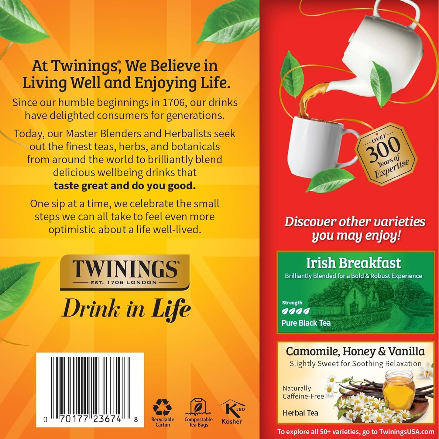 Twinings English Breakfast Black Tea - Smooth & Robust Flavor, 100 Individually Wrapped Teabags