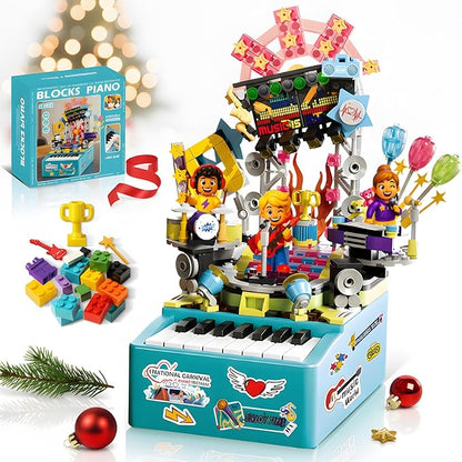 STEM Piano Music Building Block Set with Light &amp Sound Real Playable Building Toys for Kids Ages 6+ Birthday Gift &amp Room Décor DIY Creative Toys for Kids &amp Adults