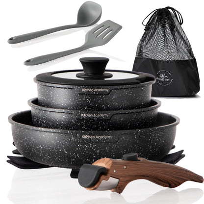 Enamel Cast Iron Cookware Set 7 Pieces & 10 Pieces RV/Camping Cookware Sets