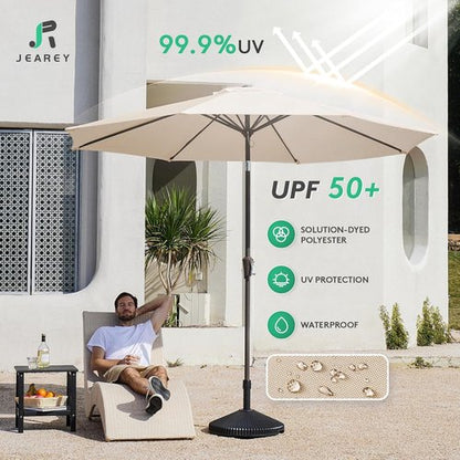 JEAREY 9FT Outdoor Patio Umbrella - UV Protection & Waterproof with Push Button Tilt | Cream Beige