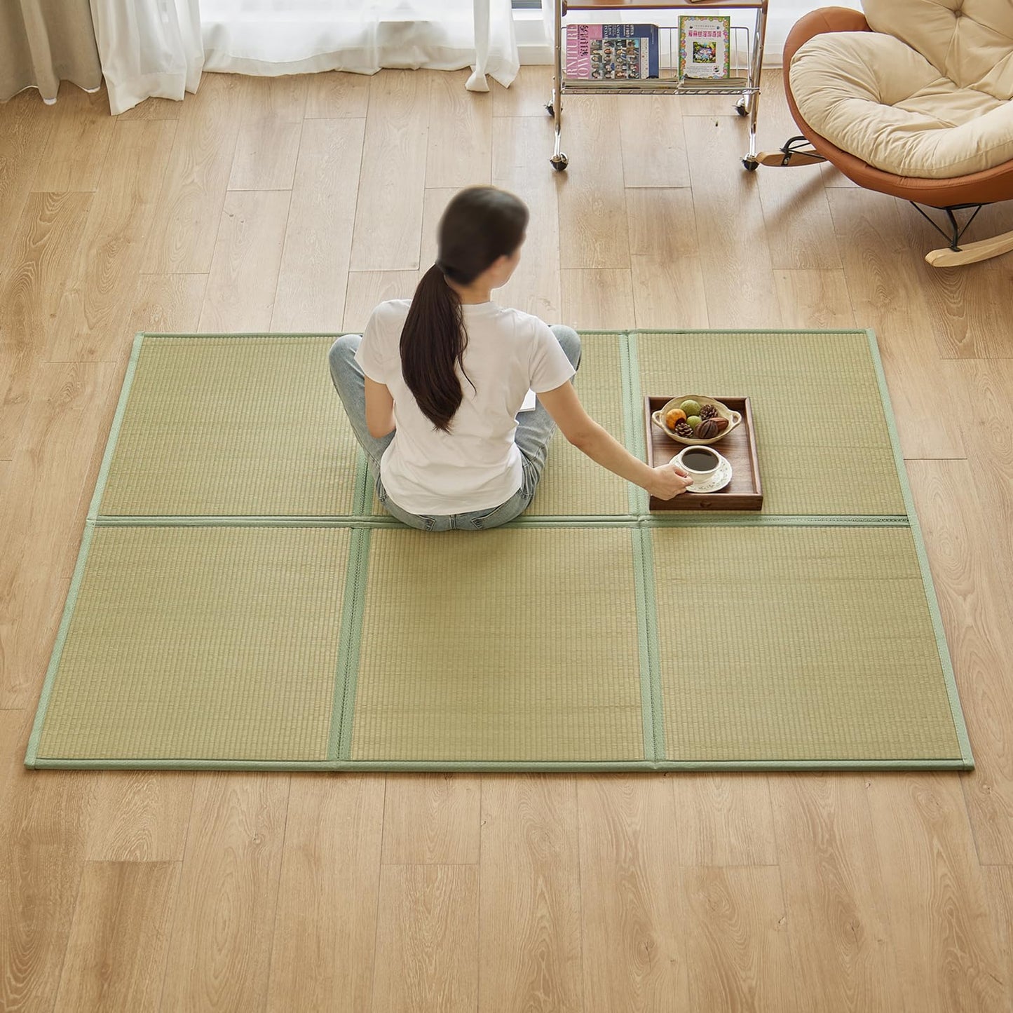 KITBRHOME Japanese Tatami Mat,(Queen, 79" x 59" x 0.5") 100% Rush Grass Portable Folding Mat Futon Mattress Firm Traditional Floor Bed (Queen)