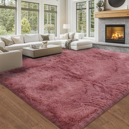 8x10 Area Rug Living Room: Blush Shag Fluffy Area Rugs for Bedroom- Blush Fluffy Rugs for Living Room- Large Plush Soft Fuzzy Carpets for Bedroom, Kids Room Decor, 8x10Feet