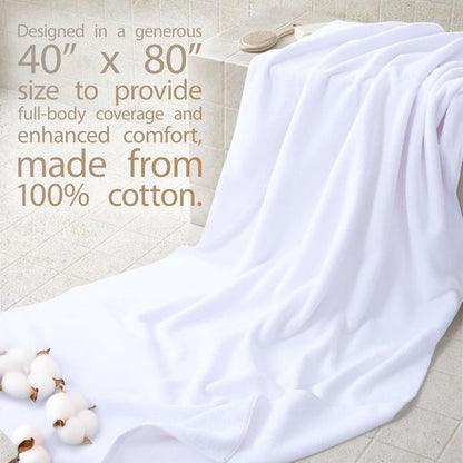 Cotton Paradise 100% Cotton Oversized Bath Sheet - Extra Large Turkish Towel, 40x80, White