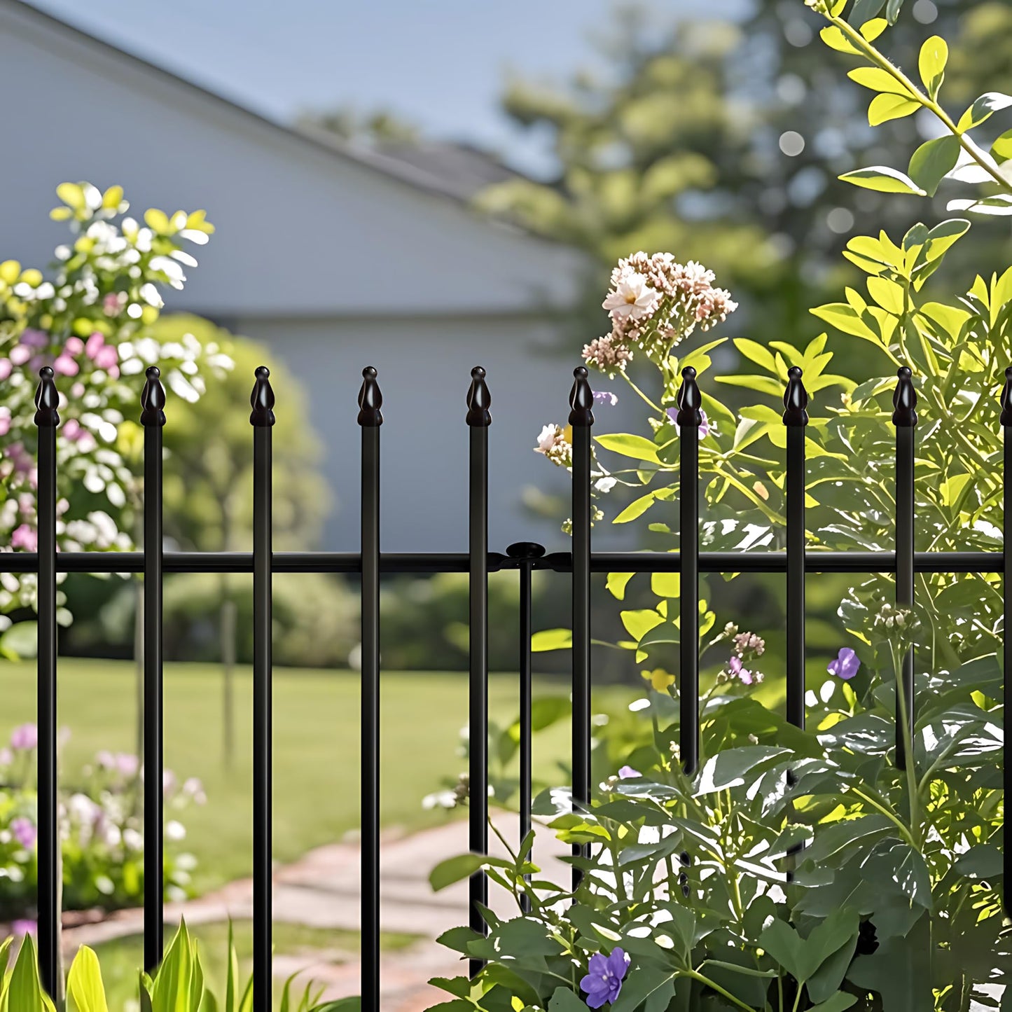 Thealyn Metal Garden Fence 24 inch H x 24 inch W (10 Panels, Total Length 20 ft) Decorative Fence Border Fence Landscape Fencing for Dog, Flower Bed, Yard, Animal Barrier