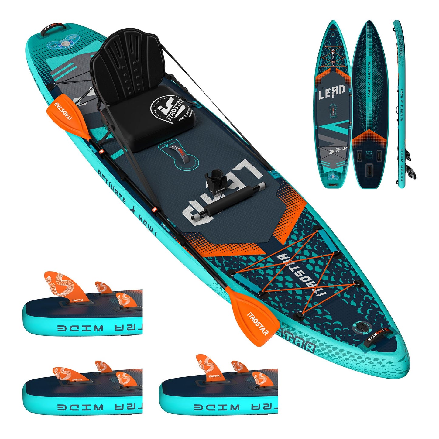 iTAOSTAR Lead 12' × 35" Inflatable Stand Up Paddle Board with Seat, Extra Wide SUP Board with 5 Fins Stable Design for Adults, Youth, All Skill Levels, Lakes, Oceans & Fishing