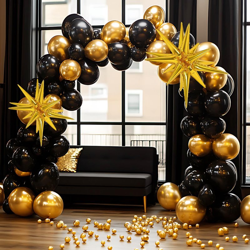 RUBFAC 135pcs Gold Balloons Different Sizes 18 12 10 5 Inch for Garland Arch, Latex Metallic Balloon for Birthday Graduation Party Wedding Decorations
