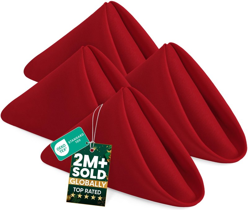 Utopia Home Red Cloth Napkins (144 Pack, 20x20 Inches), Ideal Dinner Napkins for Party, Wedding and Lunch/Dinner