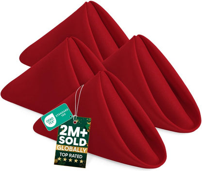 Utopia Home Red Cloth Napkins (144 Pack, 20x20 Inches), Ideal Dinner Napkins for Party, Wedding and Lunch/Dinner