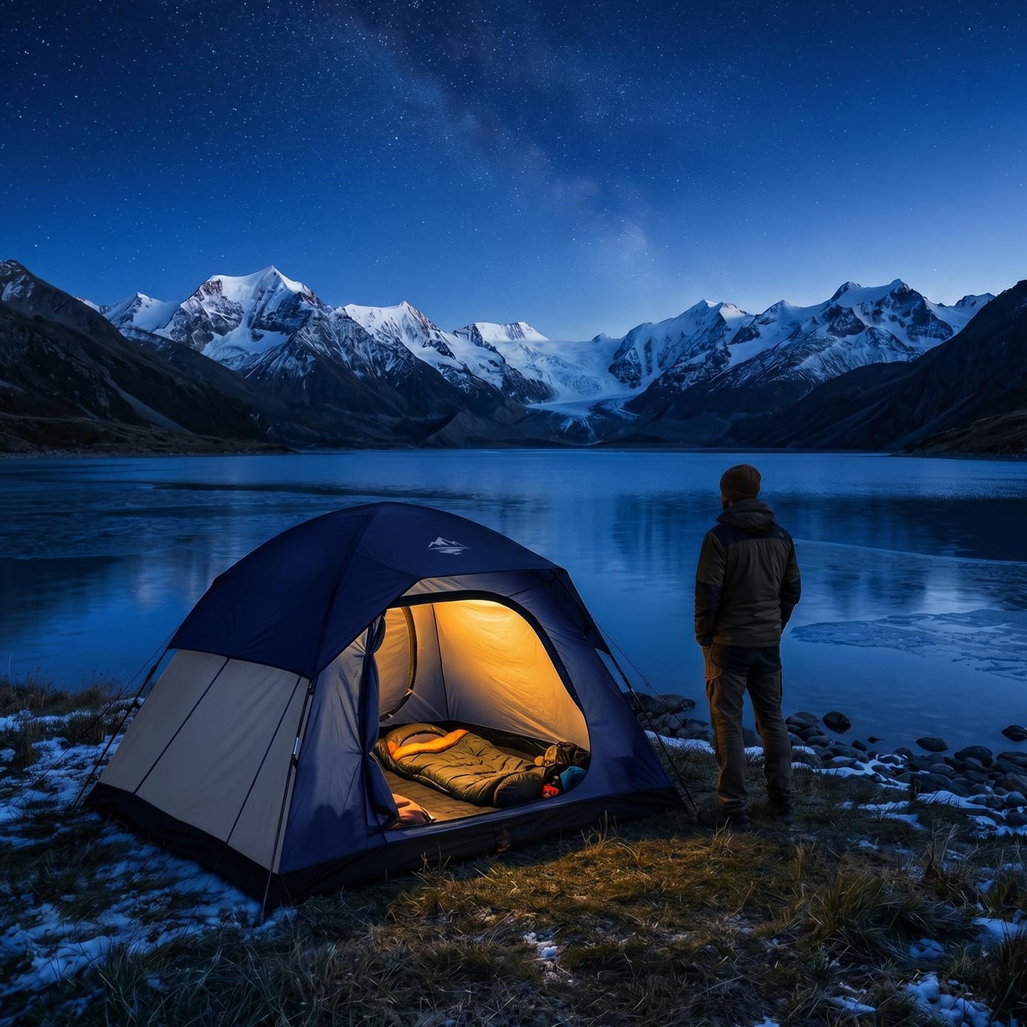 Purebox 4 Person Tents for Camping Waterproof, Windproof Dome Tent with Rainfly, Easy Setup Portable Tent for Outdoor Camping