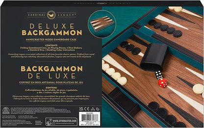 Spin Master Games Legacy Deluxe Wooden Backgammon Classic 2-Player Original Board Game Set with Cups and Dice for Kids and Adults Aged 8 and up