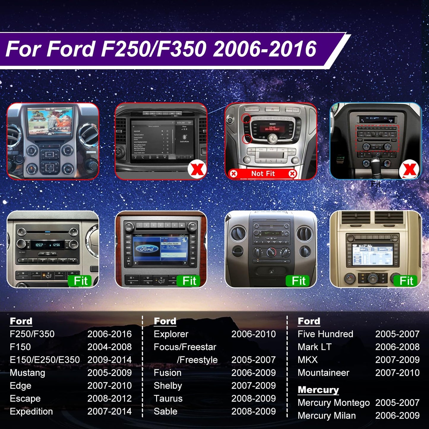 5GWiFi Radio for Ford F150 2004-2008, F250/F350 2006-2016, E150/E250/E350 2009-2014, Edge 2007-2010, Escape 2008-2012, Mustang Fusion Expedition Explorer 7"Touchscreen Stereo Carplay Android Auto GPS