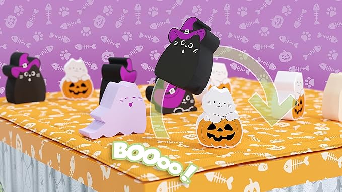 BOOoop by Smirk &amp Dagger: Adorable 2 Player Strategy Board Game with 34 Cat and Kitten Pieces Halloween Edition with New Ghost Cats A Great Gift for Couples Family Adults and Kids Ages 10 and