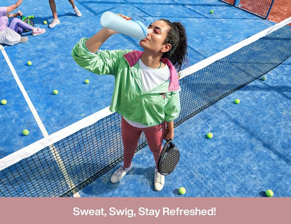 POWCAN 26 oz Insulated Water Bottle with 2-in-1 Straw and Spout Lid, Keep Cold 24H, Leak-Proof, Fits in Car Cup Holder, Stainless Steel Water Bottle for Sports, Travel, Gift and School (Cherry Meadow)