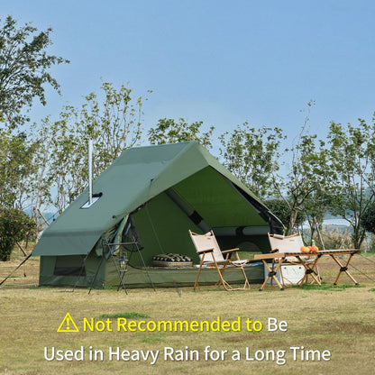 WaldZimmer Inflatable Camping Tent with Hand Pump Waterproof Outdoor Blow up Tent Oxford 4 Season Air Tent Cabin House with Mesh Windows & Door 12sq/6sq Green (9.74ft*6.46ft*6.56ft (3-4 Person))