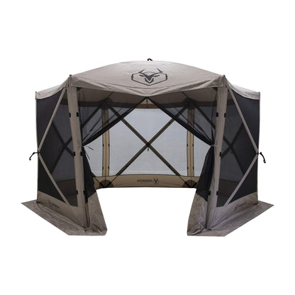 Gazelle Tents™, G6 6-Sided Portable Gazebo, Easy Pop-Up Hub Screen Tent, Durable, TriTech Mesh, Waterproof, UV Resistant, 8-Person & Table, Desert Sand, 86" x 124" x 124", GG602DS