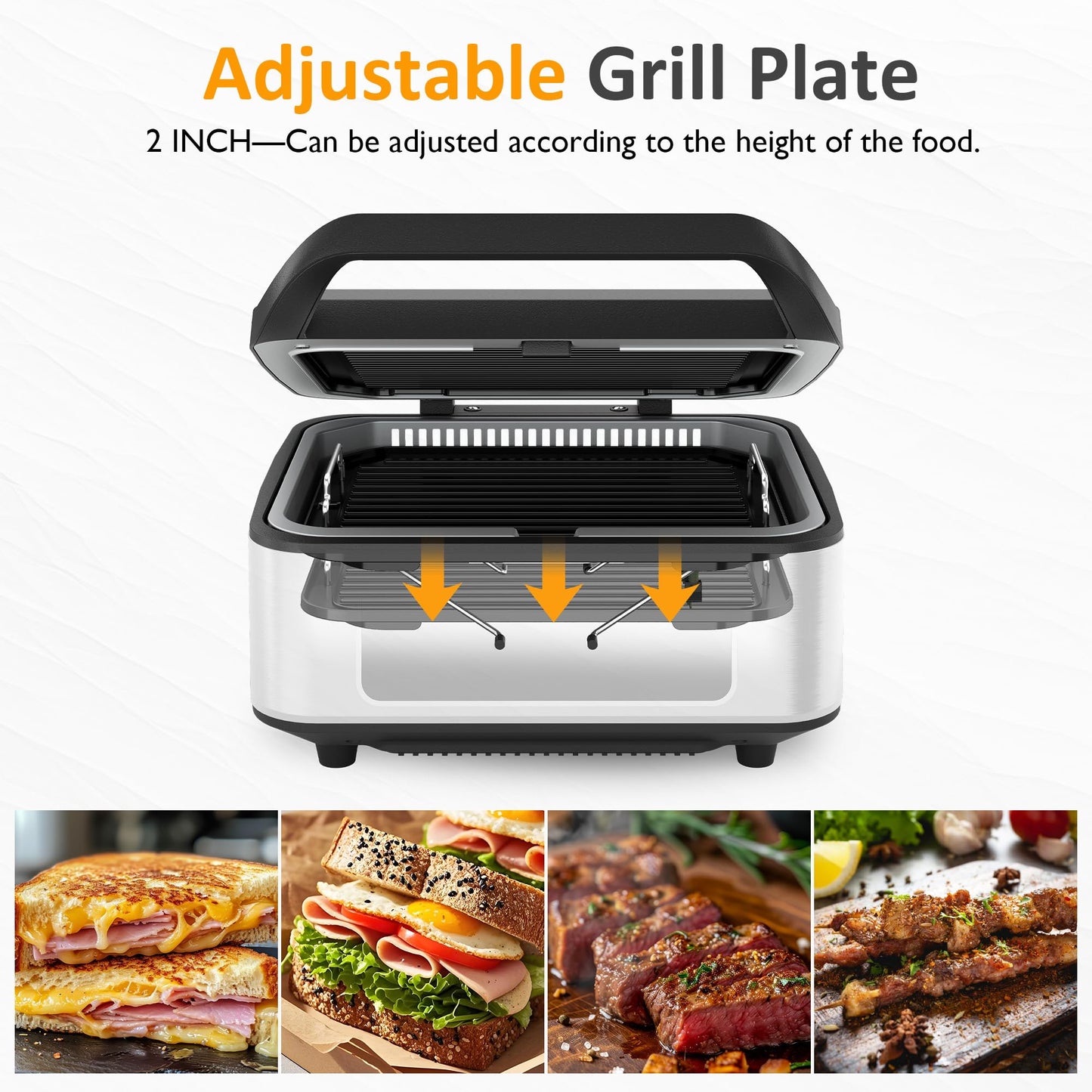 SUNVIVIPRO Electric Panini Press Sandwich Maker, 1300W Smokeless Indoor Grill with Removable Non-Stick Plates, Auto-Lift, Fan, Independent Upper Heating, Smart Time & Temperature Control, Silver