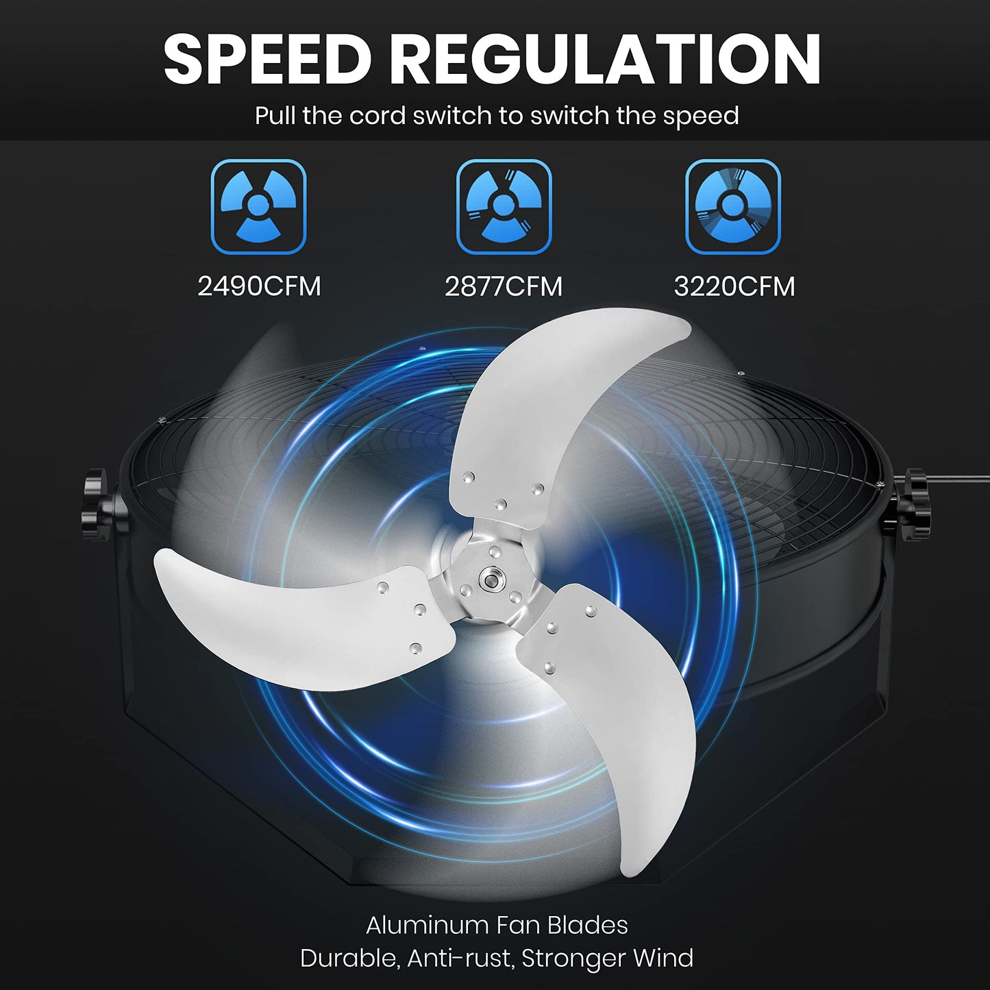 Simple Deluxe 20 Inch High Velocity Wall Mount Fan with Rack, 3 Speed Industrial/Commercial Metal Ventilation Fan,2 Pack
