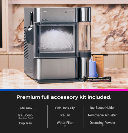 GE Profile Opal 2.0 Ultra Nugget Ice Maker with .75 Gallon Side Tank and Scale Inhibiting Filter, Scoop Included, 38 lbs in 24 Hours, Pellet Ice Machine with WiFi & Smart Connected, Black