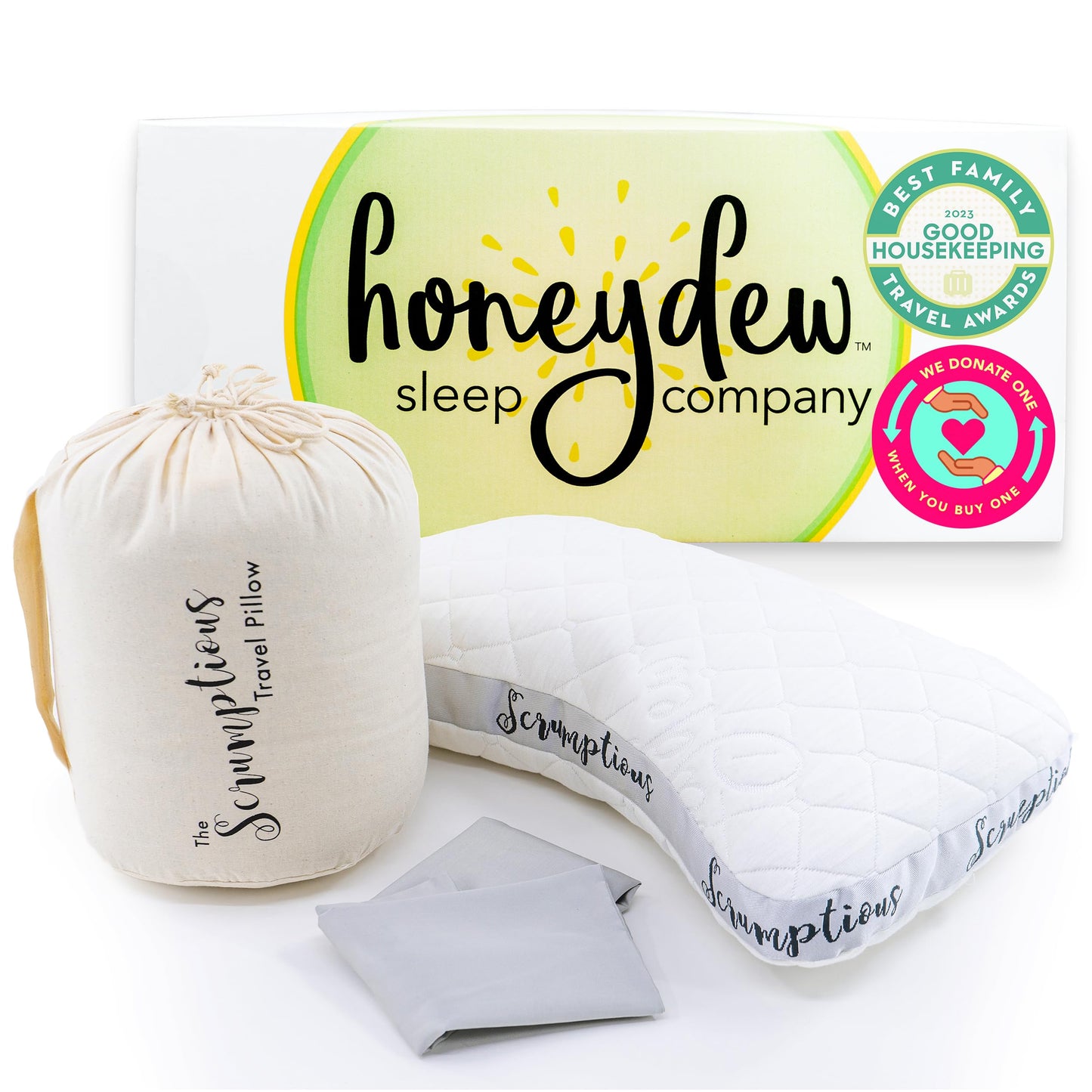 Honeydew Scrumptious Travel Pillow – Made in USA with Cooling Copper Gel Fill – CertiPUR Certified – Adjustable Travel Companion for Airplane & Traveling - Ergonomic Neck & Shoulder Support